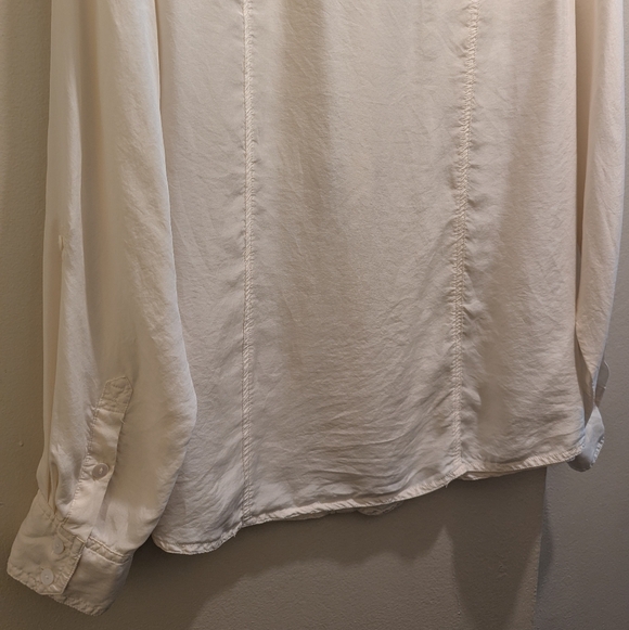 PURE Collection Cream Button Down Shirt Long Sleeve 100% Silk- US 14/16 - Picture 8 of 11